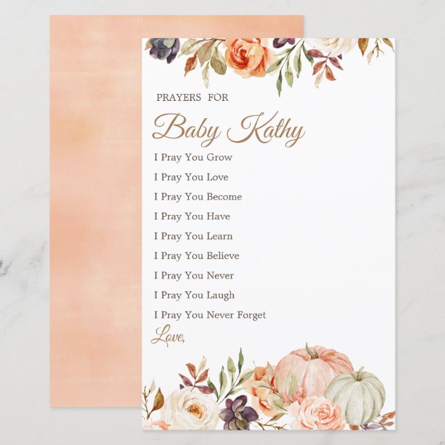 Fall Peach Pumpkin Liebe Gebete für Baby (Vorne/Hinten)