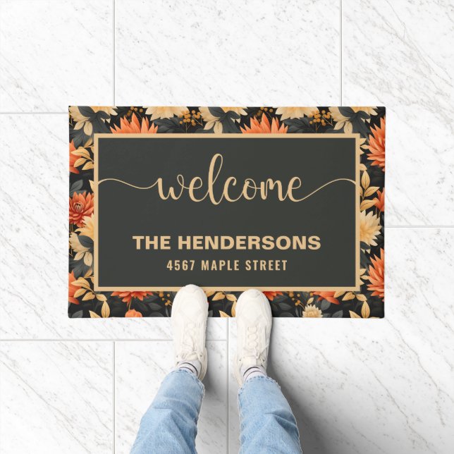 Fall Personalisierter Familienname - Willkommen Fußmatte (Indoor)