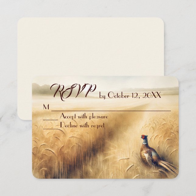 Fall Pheasant Wedding RSVP Karte (Vorne/Hinten)