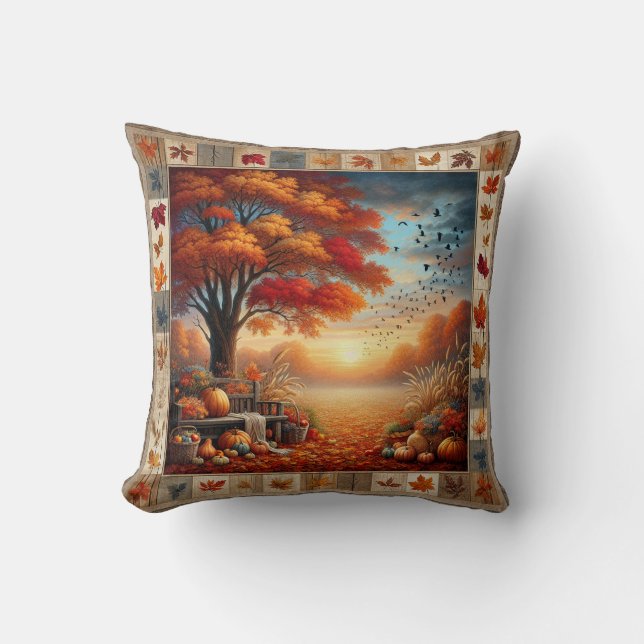 Fall Pillow - "Gesegnet sind die Blätter, die gela Kissen (Vorderseite)
