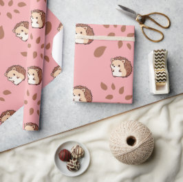 Fall Pink Nahtlose Umhüllungspapier mit Igeln Geschenkpapier