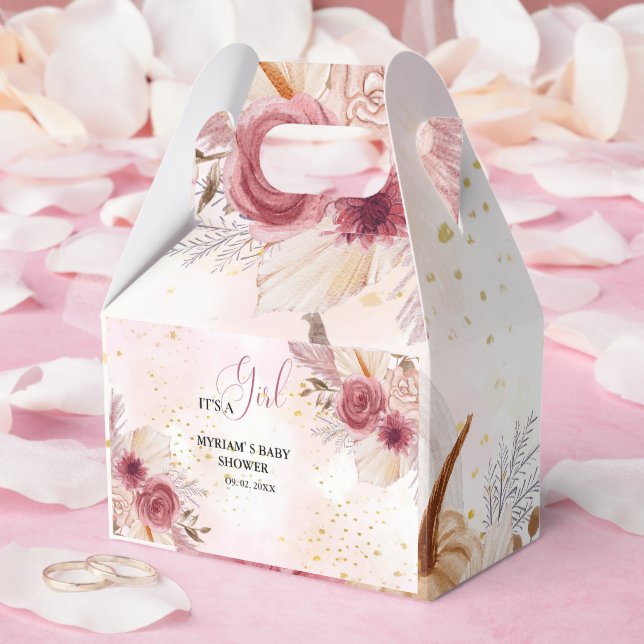 Fall Pink Pumpkin Floral Girl Dusche Gefallen Geschenkschachtel (Hochzeit)