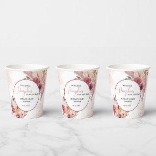 Fall Pink Pumpkin Floral Twin Girl Babydusche Pappbecher