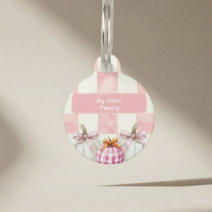 Fall Pink Pumpkin Gingham Baby Dusche Big Sister Haustiermarke