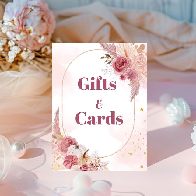 Fall pink Pumpkin Gir Babydusche Geschenk und Kart Sockelschild (Von Creator hochgeladen)