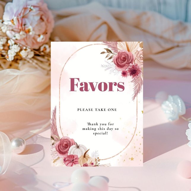 Fall pink Pumpkin Girl Baby Duschfavoriten Schild (Von Creator hochgeladen)