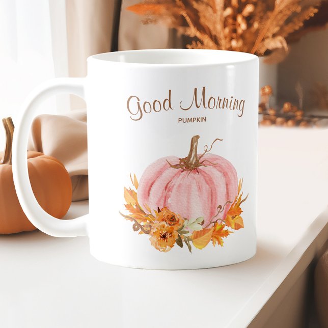 Fall Pink Pumpkin Kaffeemaschine Tasse (Fall Pink Pumpkin Coffee Mug with your own text)