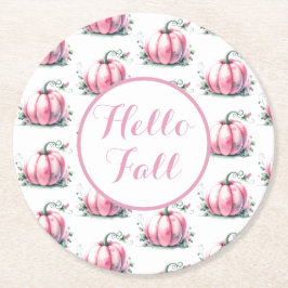 Fall Pink Pumpkin Round Paper Untersetzer