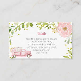 Fall Pink Pumpkin Truck Babydusche Einsteckkarte Begleitkarte