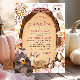 Fall Pink Pumpkin Woodland Animal Baby Dusche Invi Einladung