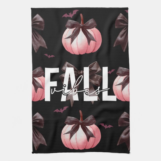 Fall Pink Pumpkins Muster Geschirrtuch (Vertikal)