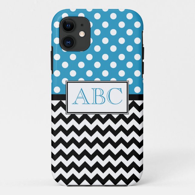Fall Polka Dot Blue & Zickzack iPhone 5 Case-Mate iPhone Hülle (Rückseite)