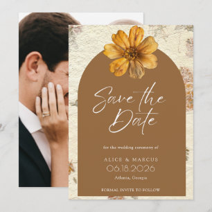 Fall Pressed Blume Foto Hochzeit speichern das Dat Save The Date
