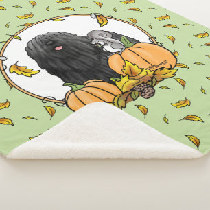 Fall Puli Hund (schwarz) Pumpkins Blätter Niedlich Sherpadecke