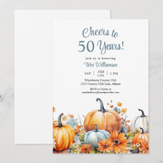 Fall Pumpkin 50. Geburtstag Cheers bis 50 Jahre Einladung