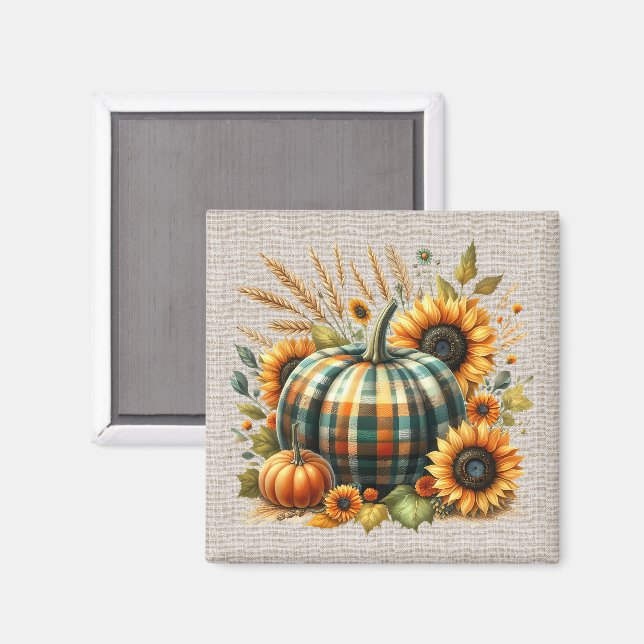 Fall Pumpkin Artwork Magnet (Vorderseite/Rückseite)