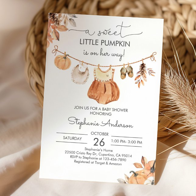 Fall Pumpkin Baby Clothes Kinderdusche Einladung (Von Creator hochgeladen)