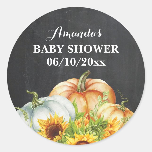 Fall Pumpkin Baby Dusche Danke Runder Aufkleber (Vorderseite)