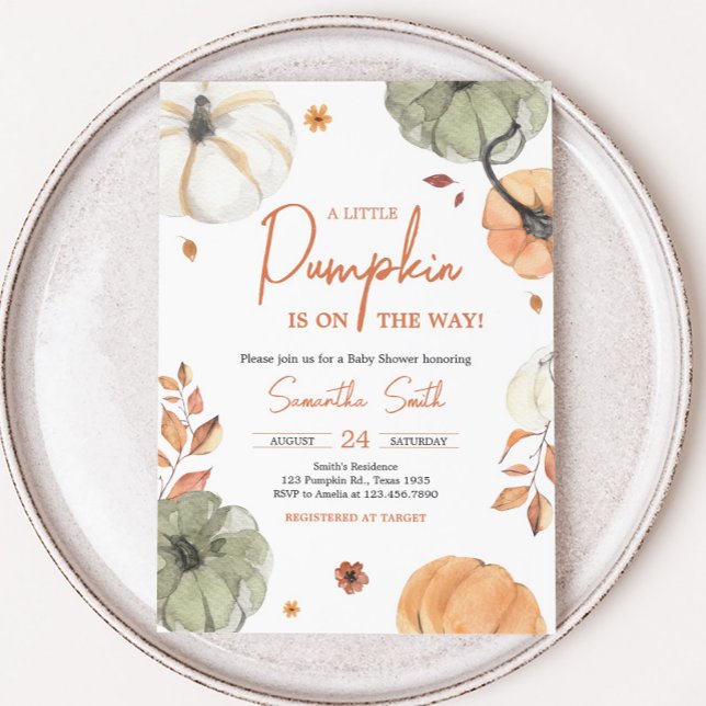 Fall Pumpkin Baby Dusche Einladung (Autumn Pumpkin Baby Shower Invitation)