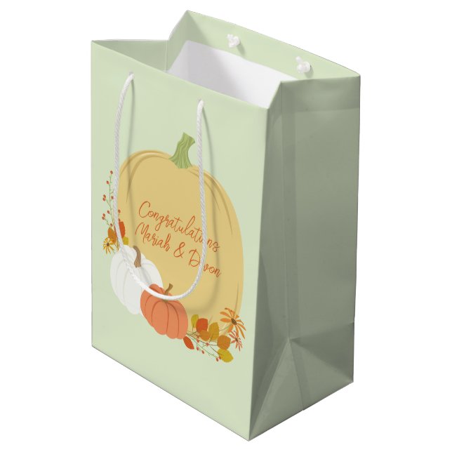 Fall Pumpkin Baby Dusche Mittlere Geschenktüte (Rückseite Schrägansicht)
