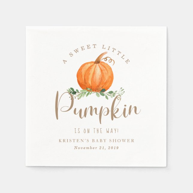 Fall Pumpkin Baby Dusche Napkin Serviette (Vorderseite)