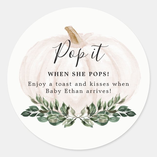 Fall Pumpkin Baby Dusche Pop Es, wenn sie Pop Runder Aufkleber (Vorderseite)