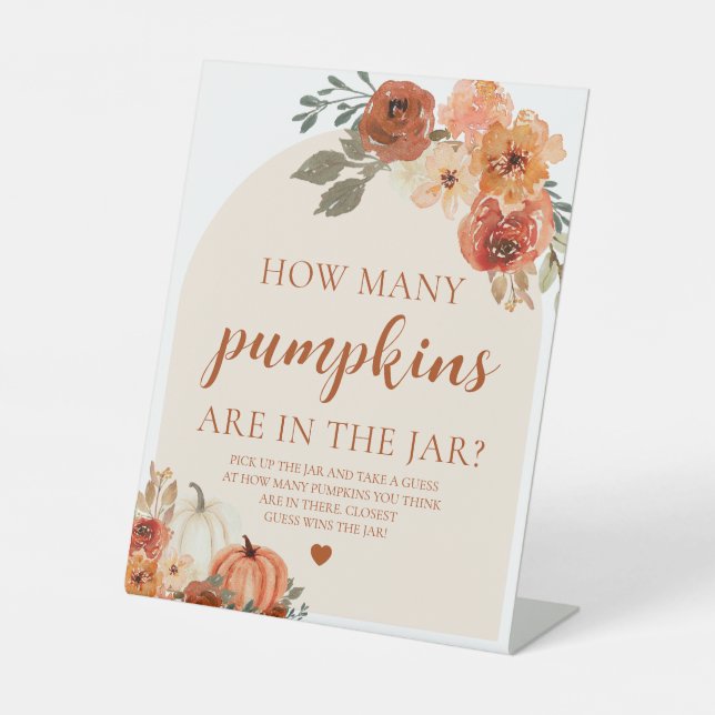 Fall Pumpkin Baby Dusche schätzen wie viele Pumpki Sockelschild (Vorderseite)