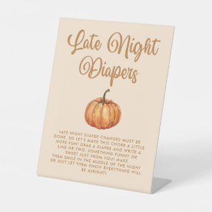 Fall Pumpkin Baby Dusche Spate Night Diapers Game Sockelschild
