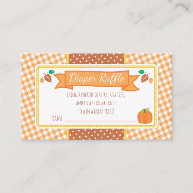 Fall Pumpkin Baby Dusche Windeln Raffle Ticket Begleitkarte (Vorderseite)