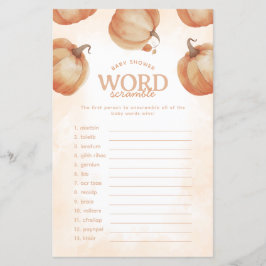 Fall Pumpkin Baby Dusche Word Scramble Game