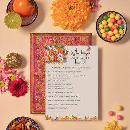 Fall Pumpkin Baby Duwer kennt Mama Game Card Einladung