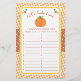Fall Pumpkin Baby Shower ABC's Game Flyer