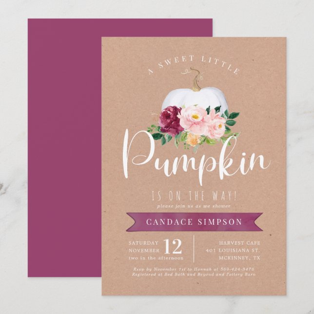 Fall Pumpkin Baby Shower Einladung (Vorne/Hinten)