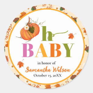 Fall Pumpkin Baby Shower Einladung Runder Aufkleber
