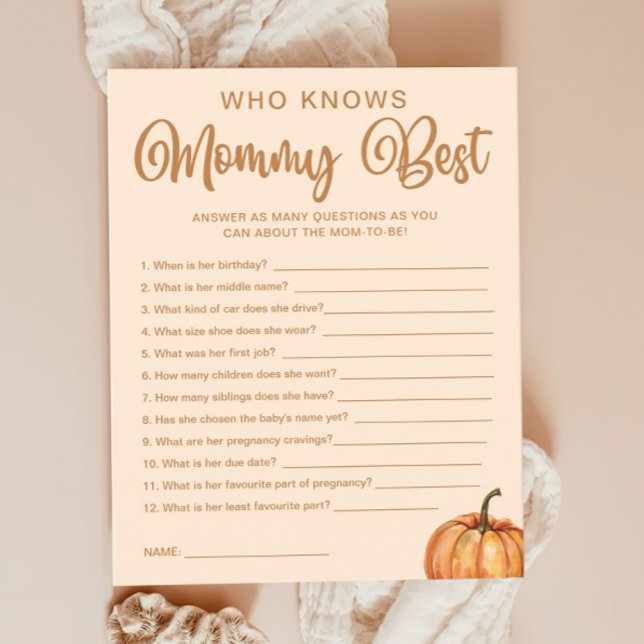 Fall Pumpkin Baby Shower kennt Mommy Best Game (Von Creator hochgeladen)