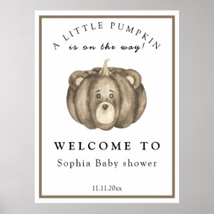 Fall Pumpkin Bear - Begrüßungsbaby Dusche Poster