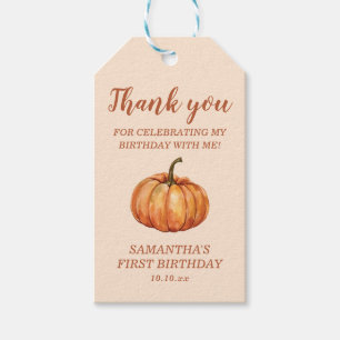 Fall Pumpkin Birthday Favor Geschenkanhänger