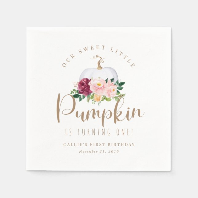 Fall Pumpkin Birthday Serviette (Vorderseite)