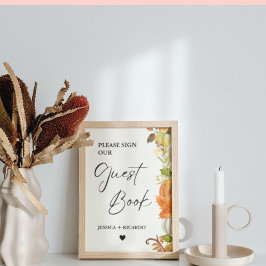 Fall Pumpkin Bitte unterzeichnen Sie unser Gästebu Poster
