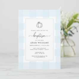 Fall Pumpkin Blue Gingham Taufe Einladung