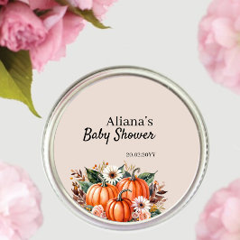 Fall Pumpkin Boho Niedlich Floral Baby Dusche Runder Aufkleber