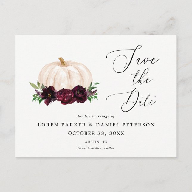 Fall Pumpkin Boho Save the Date Postkarte (Vorderseite)