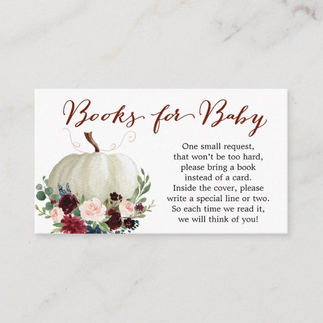 Fall Pumpkin Book Request Baby Showkarte Begleitkarte (Vorderseite)