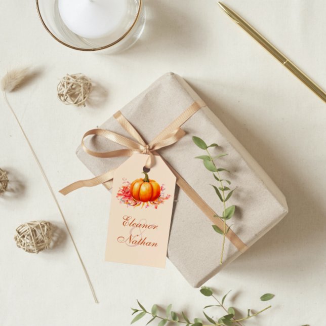 Fall Pumpkin Botanische Hochzeit Geschenkanhänger (Von Creator hochgeladen)