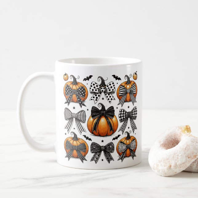 Fall Pumpkin Bow Kaffeetasse (Mit Donut)