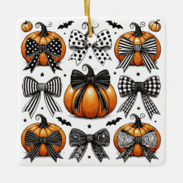 Fall Pumpkin Bow Keramikornament
