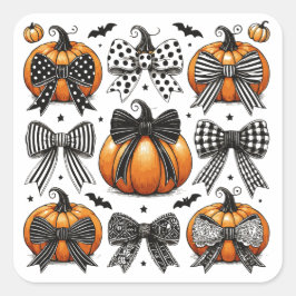 Fall Pumpkin Bow Quadratischer Aufkleber