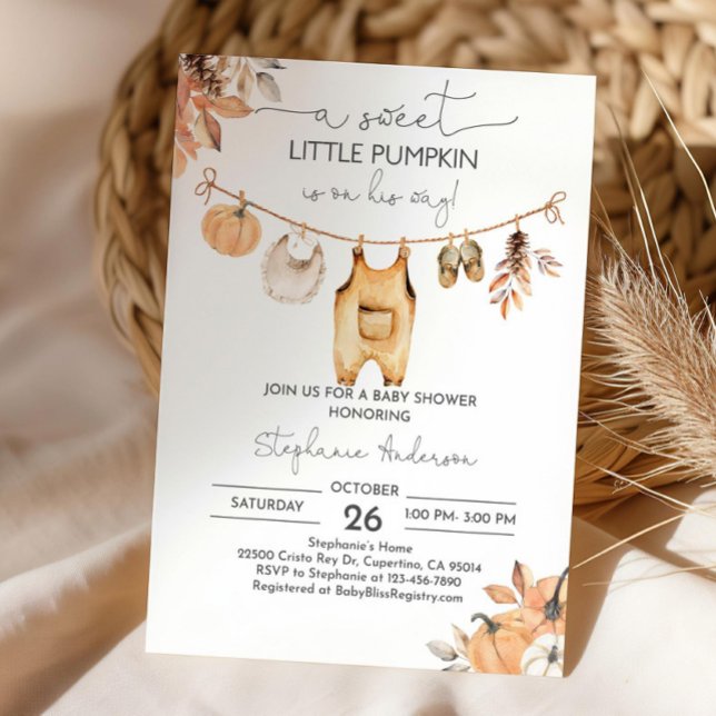 Fall Pumpkin Boy Baby Kleidung Baby Dusche Invitat Einladung (Von Creator hochgeladen)