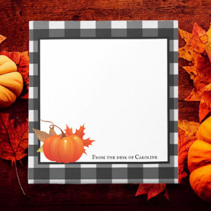 Fall Pumpkin Buffalo Kariert Personalisierter Note Notizblock