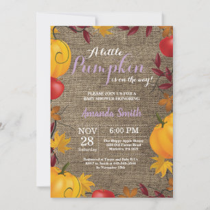 Fall Pumpkin Burlap Girl Baby Dusche Einladung